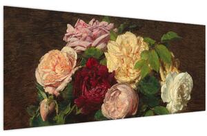 Tablou - Henri Fantin-Latour, Roses de Nice on a Table, reproducere (120x50 cm)