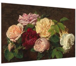 Tablou - Henri Fantin-Latour, Roses de Nice on a Table, reproducere (90x60 cm)