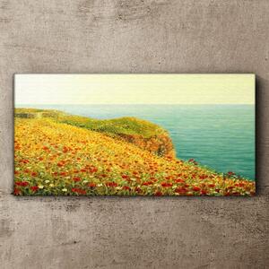 Tablou canvas flori coasta stâncă mare