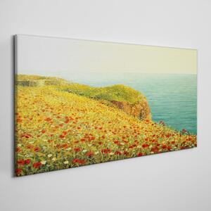 Tablou canvas flori coasta stâncă mare