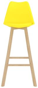Scaune de bar, 2 buc., galben, PP și lemn masiv de fag