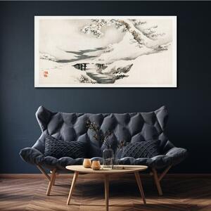 Tablou canvas Copac de iarnă Snow River