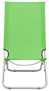 Scaune de plajă pliante, 2 buc., verde, material textil