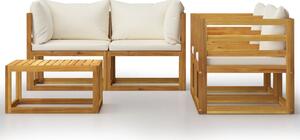 Set mobilier grădină cu perne, crem, 6 piese, lemn masiv acacia