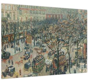 Tablou pe sticlă - Camille Pissarro, Boulevard des Italiens, Morning, Sunlight, reproducere (70x50 cm)