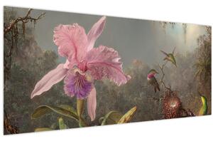 Tablou - Martin Johnson Heade, Cattleya Orchid and Three Hummingbirds, reproducere (120x50 cm)