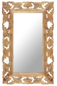 Oglindă sculptată manual, maro, 80x50 cm, lemn masiv de mango