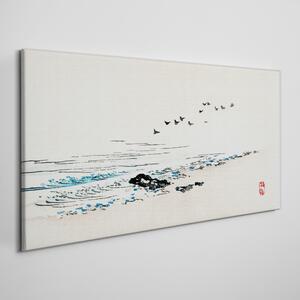 Tablou canvas Păsări de mare pe plajă