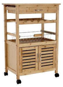 Carucior servire NAVID, stejar, bambus, 56x36x85 cm