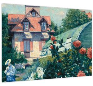 Tablou pe sticlă - Gustave Caillebotte, Dahlias, Garden at Petit Gennevilliers, reproducere (70x50 cm)