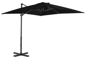 Umbrelă suspendată cu stâlp din aluminiu, negru, 250x250 cm
