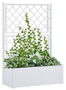 Strat înălțat grădină cu spalier și sistem automat udare, alb