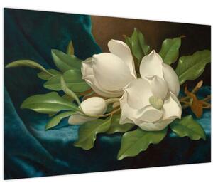 Tablou - Martin Johnson Heade, Giant Magnolias on a Blue Velvet Cloth, reproducere (90x60 cm)