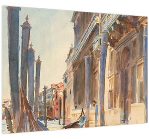 Tablou pe sticlă - John Singer Sargent, Gondola Moorings on the Grand Canal, reproducere (70x50 cm)