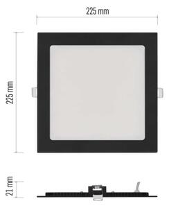 Plafonieră LED încastrată NEXXO, 18W, 230V, 3000/3500/4000K, negru, 22,5 x 22,5 cm