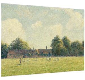 Tablou pe sticlă - Camille Pissarro, Hampton Court Green, reproducere (70x50 cm)