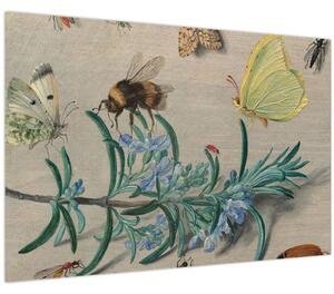 Tablou - Jan van Kessel the Elder, Insects and a Sprig of Rosemary, reproducere (90x60 cm)