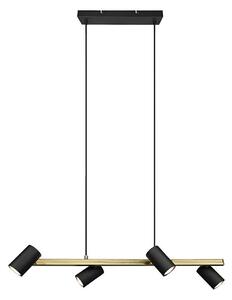 Lustră suspendată pe cablu MARLEY 4xGU10/35W/230V negru/auriu - Trio