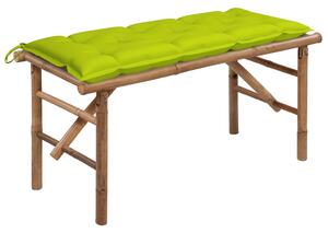 Bancă de grădină pliabilă cu pernă, 118 cm, bambus