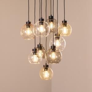 TK Lighting Lampă suspendată Cubus Mix, Ø 58 cm, 9 becuri, multicolor, sticlă, E27, reglabil, Multicolor, Camera de zi / sufragerie, Sticlă