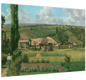 Tablou pe sticlă - Camille Pissarro, Landscape at Les Pâtis, Pontoise, reproducere (70x50 cm)