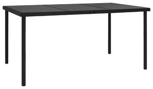 Masă de grădină cu blat din sticlă, negru, 150x90x74 cm, oțel