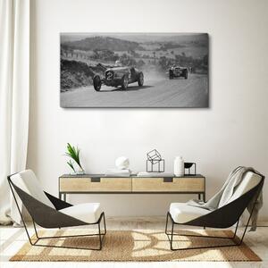 Tablou canvas Mașină de curse alb-negru