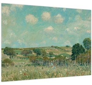 Tablou pe sticlă - Alfred Sisley, Meadow, reproducere (70x50 cm)