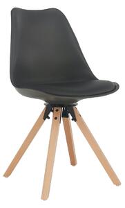 Scaun ETOSA, gri inchis/fag, piele ecologica/plastic/lemn, 48x58x83 cm