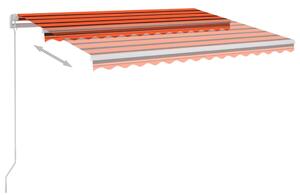 Copertină retractabilă manual LED, portocaliu & maro 300x250 cm
