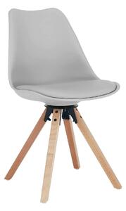Scaun ETOSA, gri deschis/fag, piele ecologica/plastic/lemn, 48x58x83 c