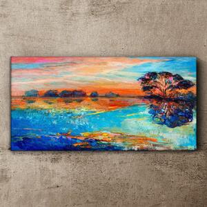 Tablou canvas copaci de apă apus de soare