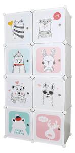 Dulap ATREY, gri, metal/plastic, cu 8 usi, 74x37x148 cm