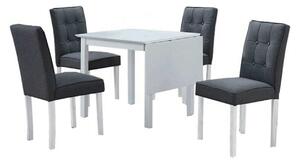 Set masa extensibila cu 4 scaune BJORK NEW, alb/gri inchis, stofa clas