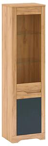 Vitrina FIDEL A1, stejar artisan/gri grafit, PAL laminat/sticla, 55x42