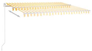 Copertină automată cu senzor vânt & LED, galben&alb, 4x3,5 m