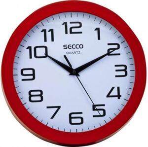 SECCO Ceas de perete, 24,5 cm, ramă roșie, SECCO Sweep second