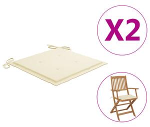 Perne scaun de grădină, 2 buc., crem, 40x40x3 cm, textil