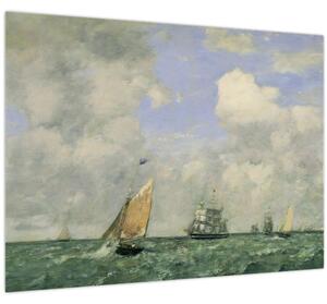 Tablou - Eugène Boudin, Ships and Sailing Boats Leaving Le Havre, reproducere (70x50 cm)