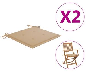 Perne scaun de grădină, 2 buc., bej, 40x40x3 cm, textil