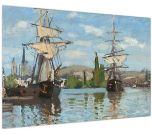 Tablou - Claude Monet, Ships Riding on the Seine at Rouen, reproducere (90x60 cm)