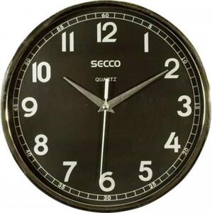 Ceas de perete SECCO, 24,5 cm, cadran negru, SECCO, ramă cromată