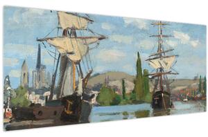 Tablou - Claude Monet, Ships Riding on the Seine at Rouen, reproducere (120x50 cm)