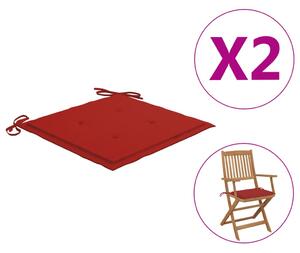 Perne scaun de grădină, 2 buc., roșu, 40x40x3 cm, textil