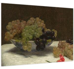 Tablou pe sticlă - Henri Fantin-Latour, Still Life with Grapes and a Carnation, reproducere (70x50 cm)