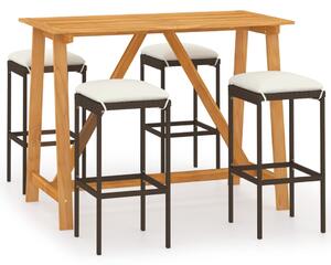 Set mobilier de bar de gradină cu perne , 5 piese , maro