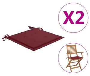Perne scaun de grădină, 2 buc., roșu vin, 40x40x3 cm, textil