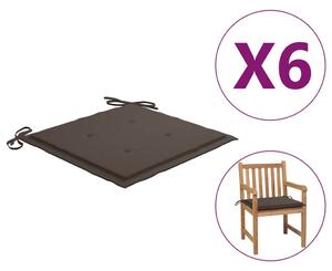Perne scaun de grădină, 6 buc., gri taupe, 50x50x3 cm, textil