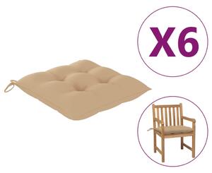 Perne de scaun, 6 buc, bej, 50 x 50 x 7 cm, material textil