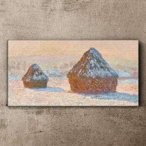 Tablou canvas Grainstacks Snow Monet Effect